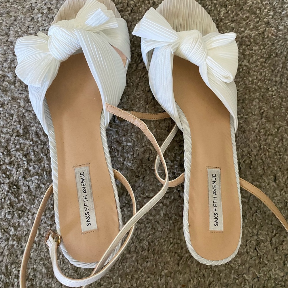 White bow wedding heels - low heel ~ bride